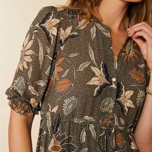 Spartina 449 Olive Floral Midi Dress - Medium - New condition